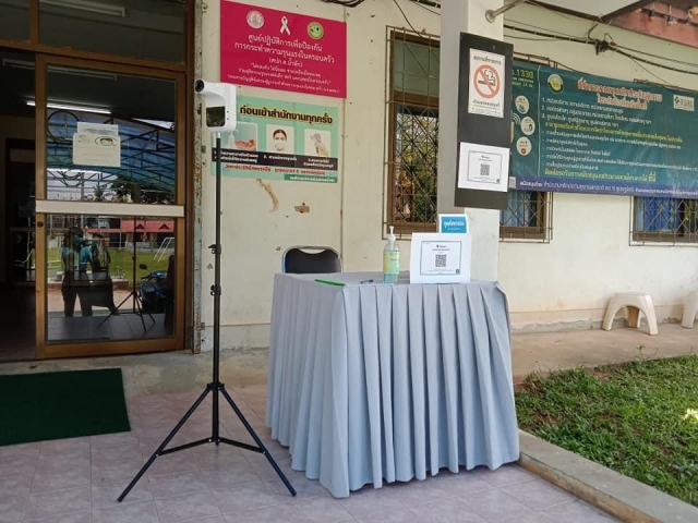 มาตรการคัดกรอผู้่ที่จะเข้าให้บริการ วัดอุณหภูมิ จุดบริการแอลกอฮอล์เจล   จุดทำความสะอาดมือ  กำหนดให้ส